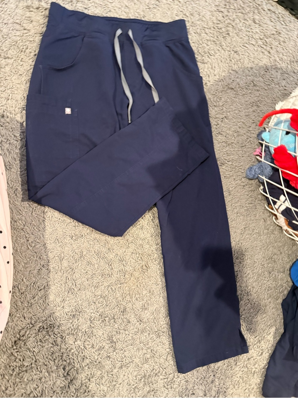 Figs Navy Straight-Leg Scrub Pants with Drawstring